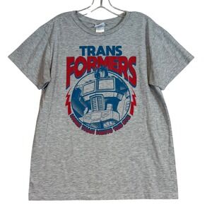 Transformers Optimus Prime Graphic T-Shirt Mens XL Gray Retro Short Sleeve Tee